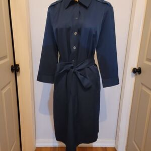 New York & Company Navy Long Sleeve Dress